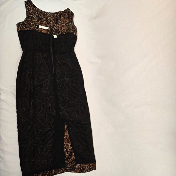 DANA BUCHMAN Y2K Whimsigoth Brown/Black Floral SILK Faux Wrap Tie Dress Size 10. - Picture 9 of 16